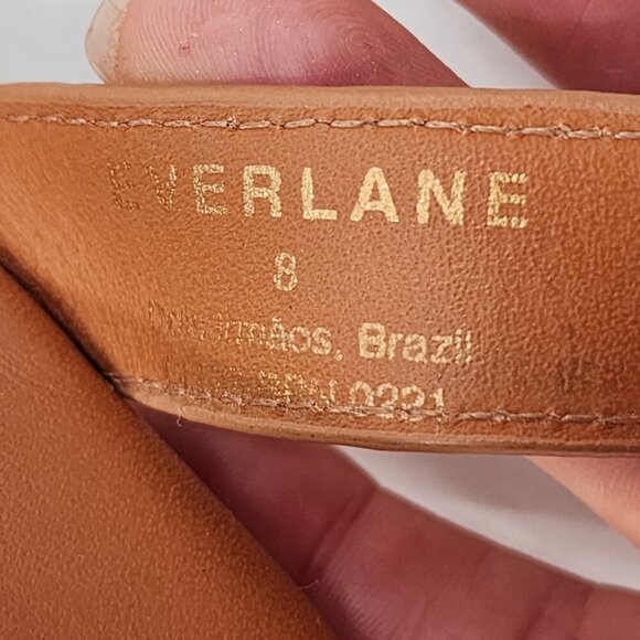 EVERLANE Wooden Sole Clog Sandal Leather Strappy Wedge Ankle Strap - Picture 10 of 11